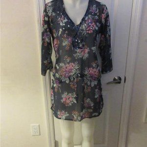 PRIYA  BLUE PURPLE PINK BEACH COVER UP W/ BEAD S